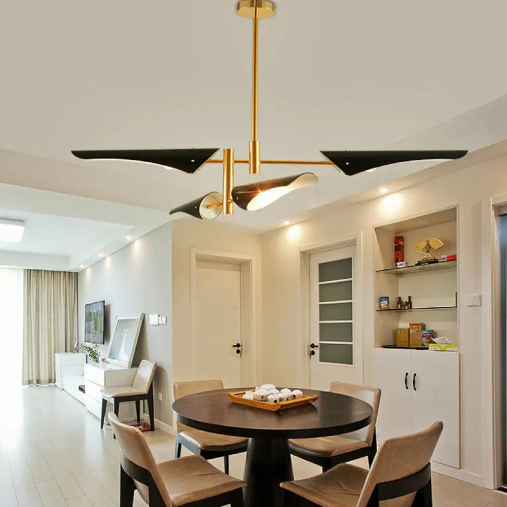Post-Modern Metallic Burst Chandelier Light For Living Room 4 / Black