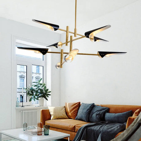 Post-Modern Metallic Burst Chandelier Light For Living Room 8 / Black