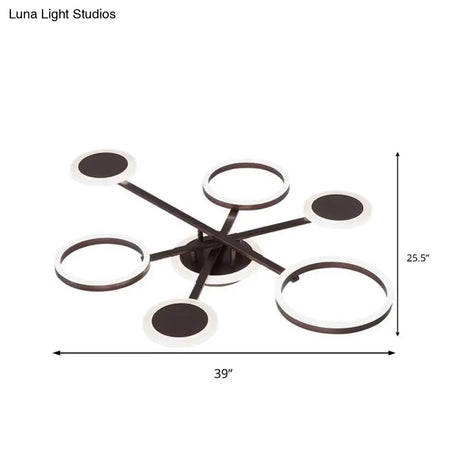 Postmodern 4/6-Light Flush Ceiling Lamp With Acrylic Shade In Warm/White Light