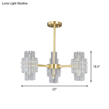 Postmodern 6 - Light Clear Crystal Rods Close To Ceiling Light In Gold