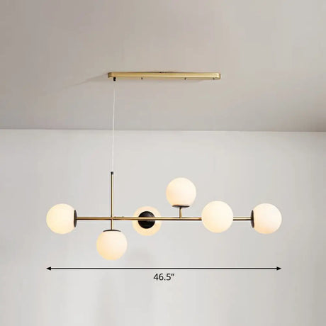 Postmodern 6-Light Island Lamp With Glass Ball Shades For Dining Rooms White