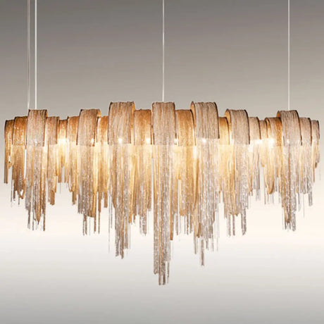 Postmodern Aluminum Tassel Pendant Lighting With 10 Bulbs - Island Ceiling Light