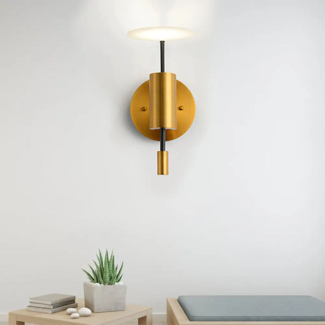 Postmodern Brass Tube Wall Mounted Led Sconce Lamp