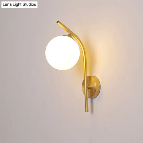 Postmodern Brass Wall Sconce: White Glass Geometric Lighting For Living Room