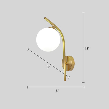 Postmodern Brass Wall Sconce: White Glass Geometric Lighting For Living Room / Gooseneck