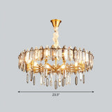 Postmodern Crystal Chandelier For Living Room With Clear Loop Shade 8 /