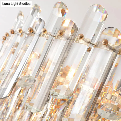 Postmodern Drum Crystal Pendant Light Kit With 10 Brass Chandelier Heads