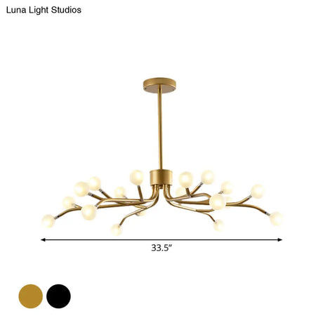 Postmodern Frosted Glass 18-Head Chandelier Lamp Pendant For Dining Room In Black/Gold