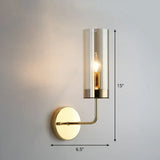 Postmodern Glass Tube Wall Sconce With Brass Finish Cognac