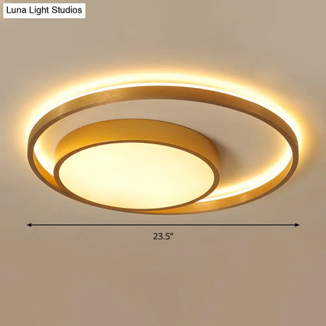 Postmodern Gold Metal Circular Ceiling Light Fixture - 16’/23.5’ Wide Led Flush In Warm/White