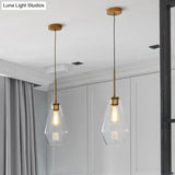 Postmodern Gold Pendant Light: Clear Glass Restaurant Hanging Ceiling Fixture