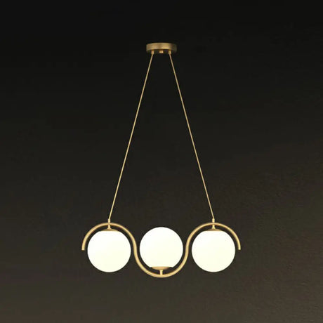 Postmodern Island Light Fixture: Wavy Metallic Hanging Lamp With Glass Shade 3 / Gold Milk White