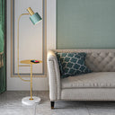 Postmodern Metal Floor Lamp With Swivel Feature And Marble Tray/Base Gold