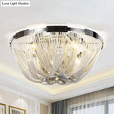 Postmodern Tassel Flush Mount Ceiling Fixture With Metal Frame 4/5 Lights Chrome Finish - Ideal For