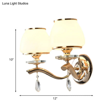 Postmodern White Glass Wall Sconce With Crystal Drop