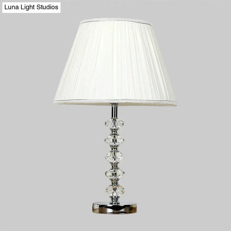 Prismatic Crystal 1-Light Nightstand Lamp In White For Conical Bedroom Night Table