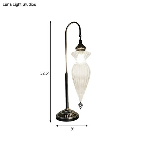 Prismatic Glass Bronze Nightstand Lamp - Art Deco Gourd/Fish Bedroom Night Light
