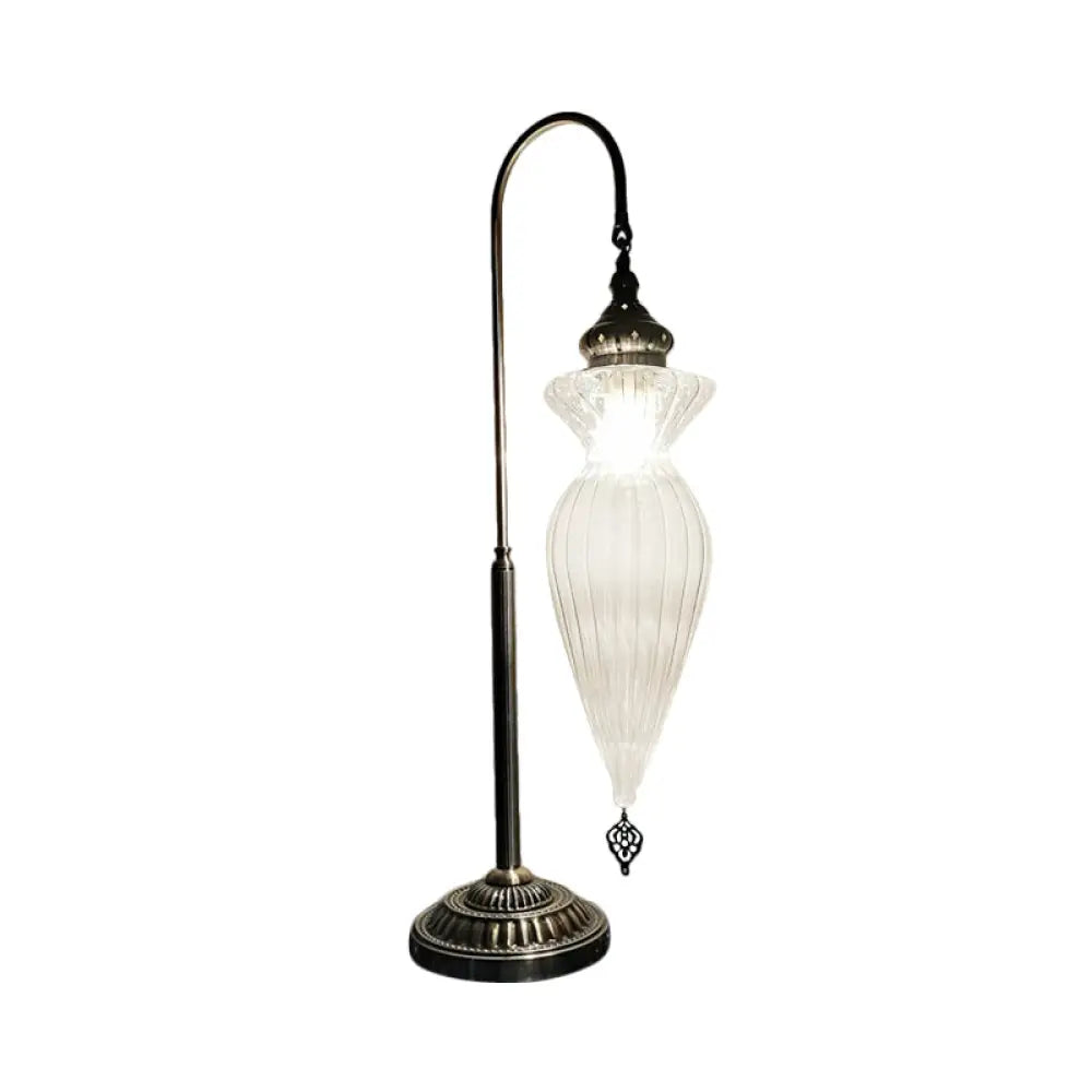 Prismatic Glass Bronze Nightstand Lamp - Art Deco Gourd/Fish Bedroom Night Light Clear / Fish