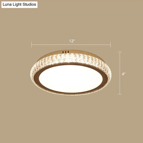 Prismatic K9 Crystal Ceiling Light: Elegant White Flush Mount Led For Bedroom