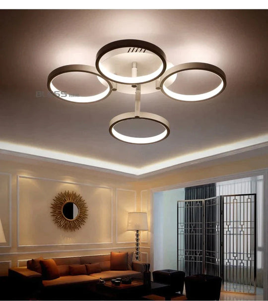 New Arrival Circle Rings Designer Modern Led Ceiling Lights Lamp For Living Room Bedroom Remote