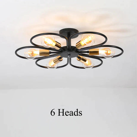 Vintage Industrial Rustic Flush Mount Ceiling Light Metal Lamp Fixture American-Style Village Style