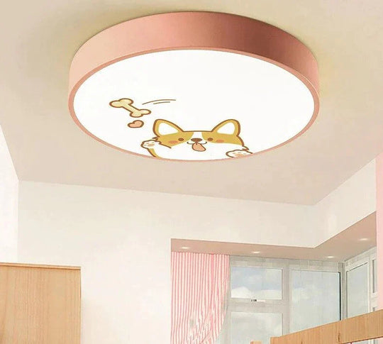 Led Ceiling Lamp Cartoon Kids Boy Girls’ Room Round Multicolor 18W Surface Mounted Lighting Fixtures