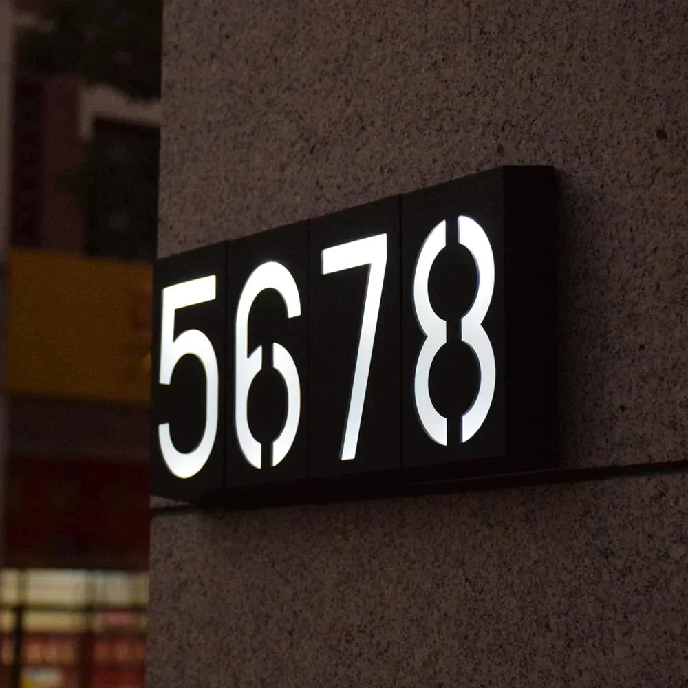 Outdoor Lighting Porch Lights House Number Solar Led Light 6 Led Illumination Doorplate Lamp With