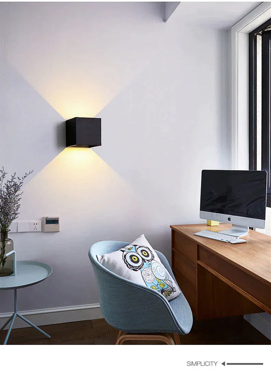 12W Dimmable Cob Modern Brief Cube Adjustable Surface Mounted Led Wall Lamp Outdoor Waterproof
