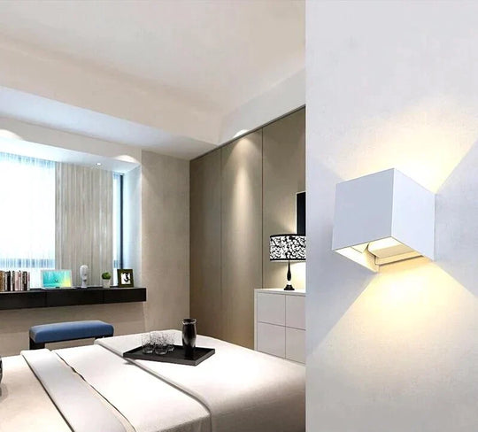 12W Dimmable Cob Modern Brief Cube Adjustable Surface Mounted Led Wall Lamp Outdoor Waterproof