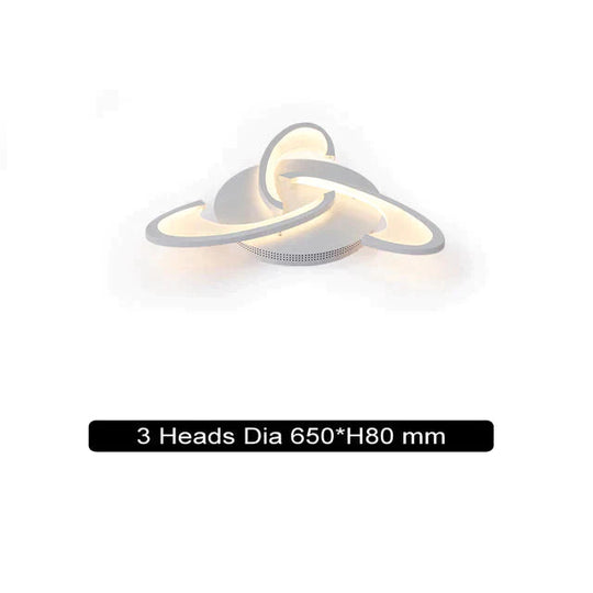 Remote Control Led Ceiling Lights With Ultra-Thin Acrylic Flush Mount Lamp 3 Heads / Cool White