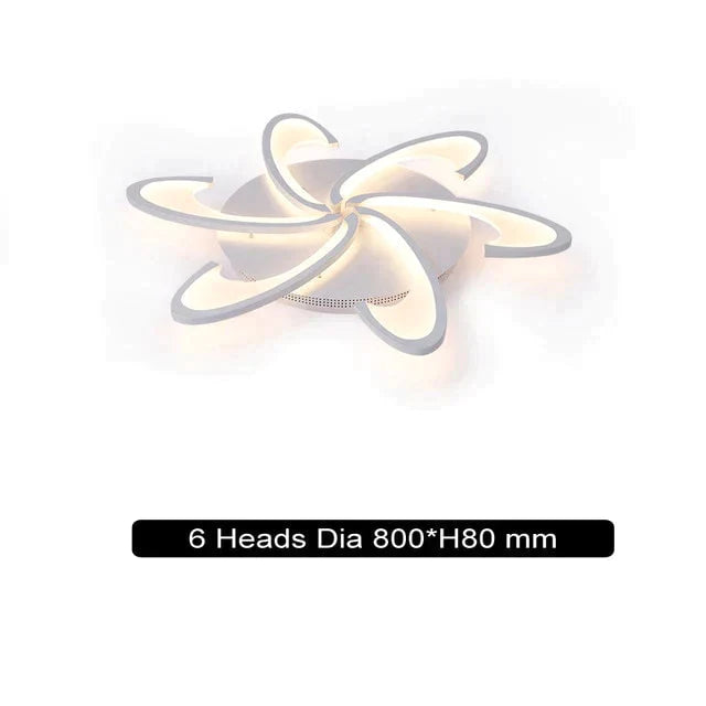 Remote Control Led Ceiling Lights With Ultra-Thin Acrylic Flush Mount Lamp 6 Heads / Cool White