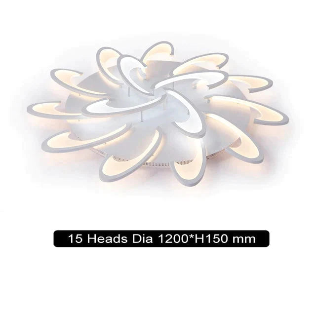 Remote Control Led Ceiling Lights With Ultra-Thin Acrylic Flush Mount Lamp 15 Heads / Cool White