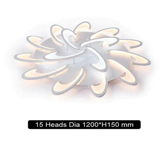 Remote Control Led Ceiling Lights With Ultra-Thin Acrylic Flush Mount Lamp 15 Heads / Cool White