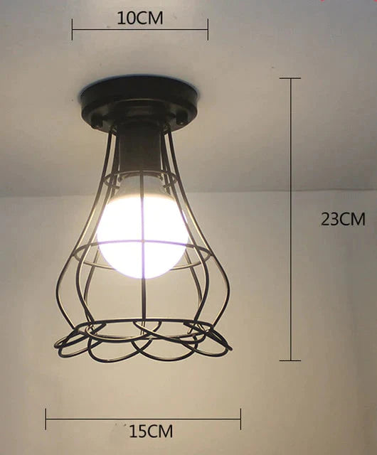Vintage Ceiling Lights Lustre Luminaria Led Lamp Loft Iron Cage Fixtures Lighting