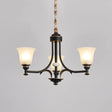 Radial Ceiling Chandelier - Black & Gold With Traditional Cream Glass 3/5/6 Heads Living Room