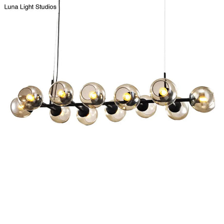 Radial Glass Chandelier - Modern Black/Gold Suspension Lamp (8/12 Lights)