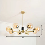 Radial Metal Ball Glass Chandelier – Modern Suspension Light For Living Room 8 / Gold Amber