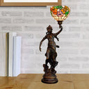 Raelynn - Resin Torchiere Table Light Tiffany 1 Bulb Bronze Nightstand Lamp With