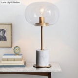 Raffaella - Oval Glass Night Light With Brass And White Table Lighting