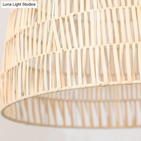 Rattan Hanging Ceiling Light - Asian-Inspired Single Wood Pendant Fixture