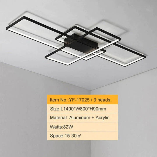 Rectangle Aluminum Modern Led Ceiling Lights For Living Room Bedroom