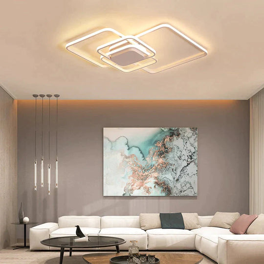 Rectangle Modern Led Ceiling Lights For Living Room Bedroom Study White/Brown Color Square Lamp