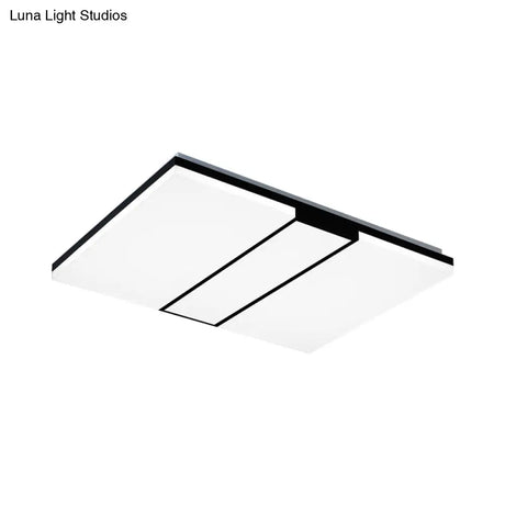 Rectangular Acrylic Ceiling Flush Mount In Warm/White Light - Minimalist Design 19’/23.5’/33’ Wide