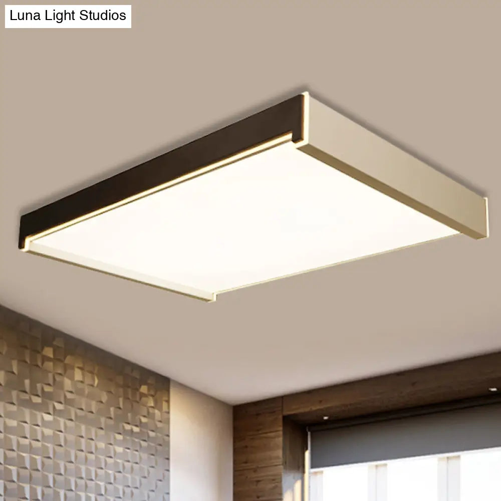Rectangular Acrylic Led Flush Light - Modern 19.5’/27’/29.5’ Wide White Ceiling Fixture With