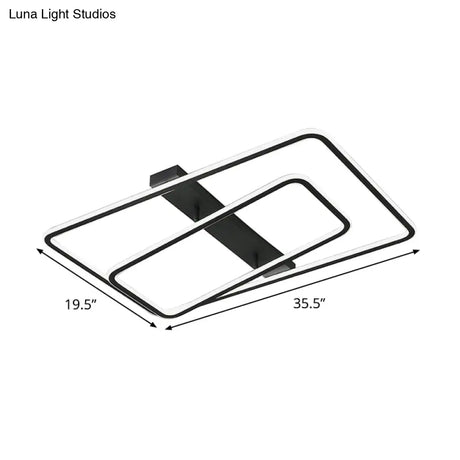 Rectangular Acrylic Led Flush Mount Light In Black - Warm/White Lighting