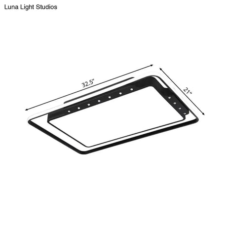 Rectangular Ceiling Light Fixture In Black/White - Simple Acrylic Flush Mount For Living Room With