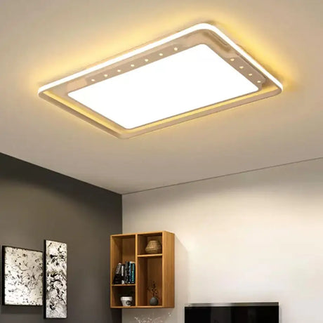 Rectangular Ceiling Light Fixture In Black/White - Simple Acrylic Flush Mount For Living Room With