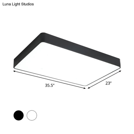 Rectangular Led Flush Ceiling Light - Black/White Iron Simplicity With Acrylic Diffuser