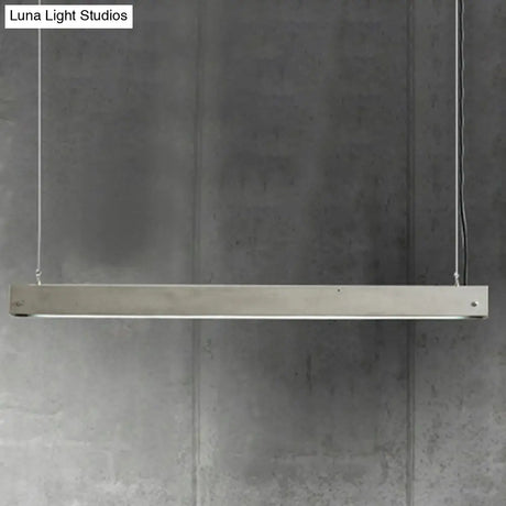 Rectangular Led Pendant Light - Cement Grey Island Hanging For Dining Room Simplicity In Design