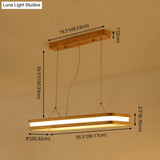 Rectangular Wood Island Pendant Light - Nordic Led Dining Room Fixture In Beige